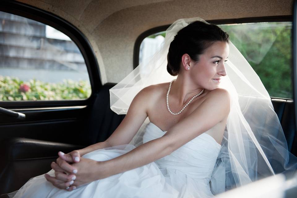 Bride in limo