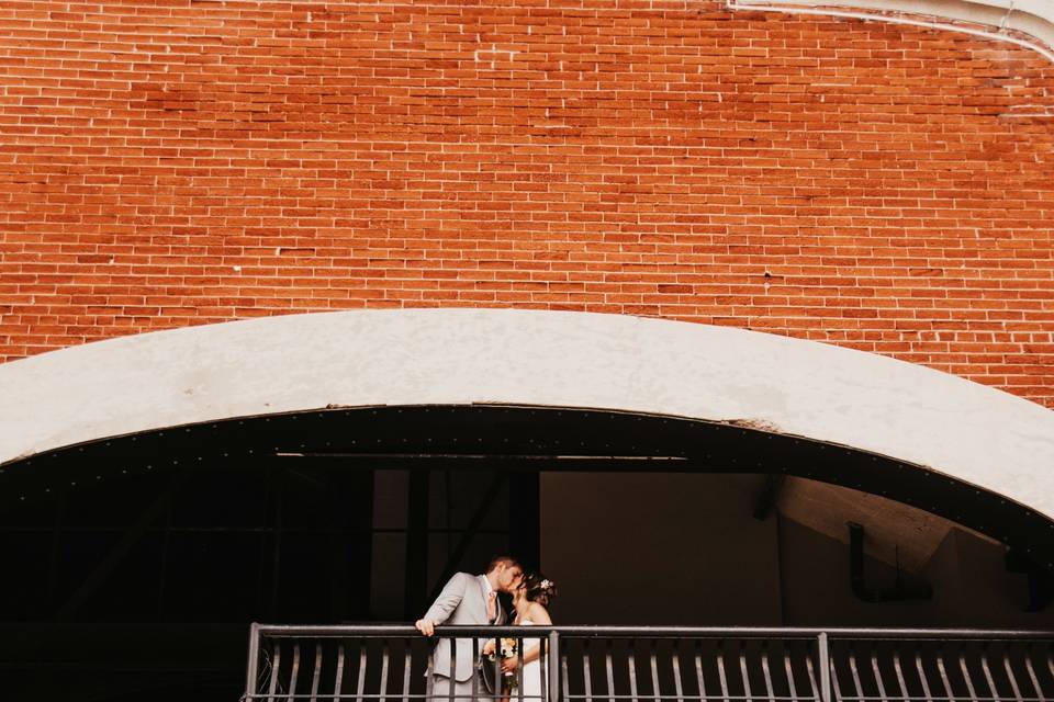 Red brick wedding photo