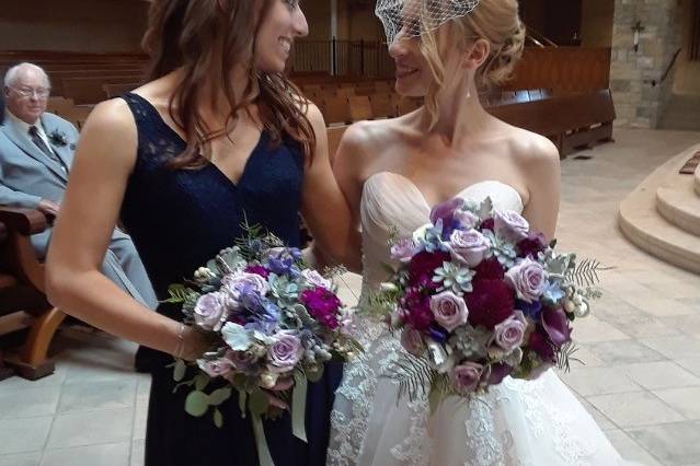 The bride and a bridesmaid