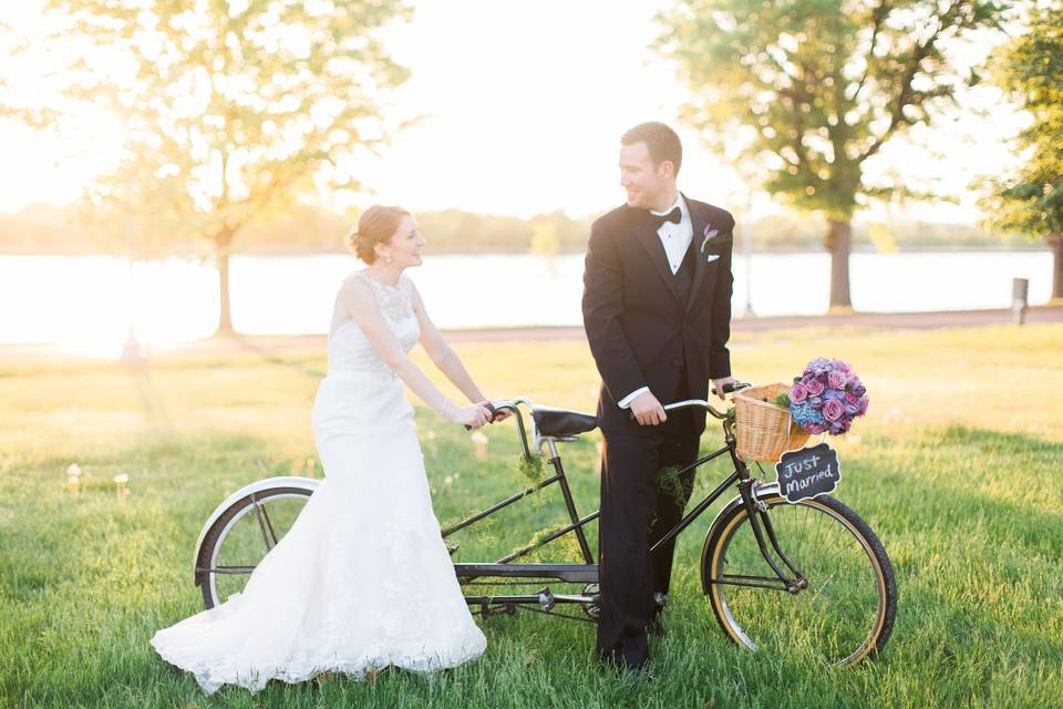 Couple with a bike