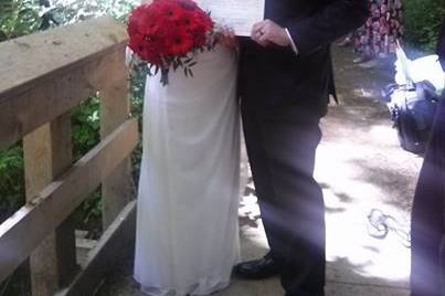 The bride holding a bouquet