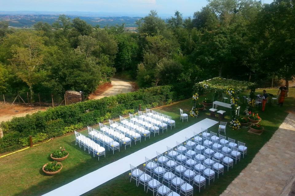 Outdoors prepped for a ceremony