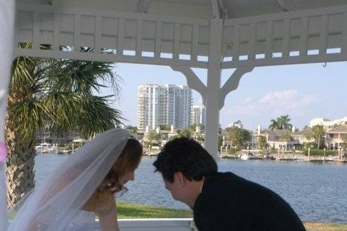 Bride and groom on the road