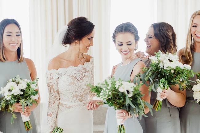 The bride and the bridesmaids