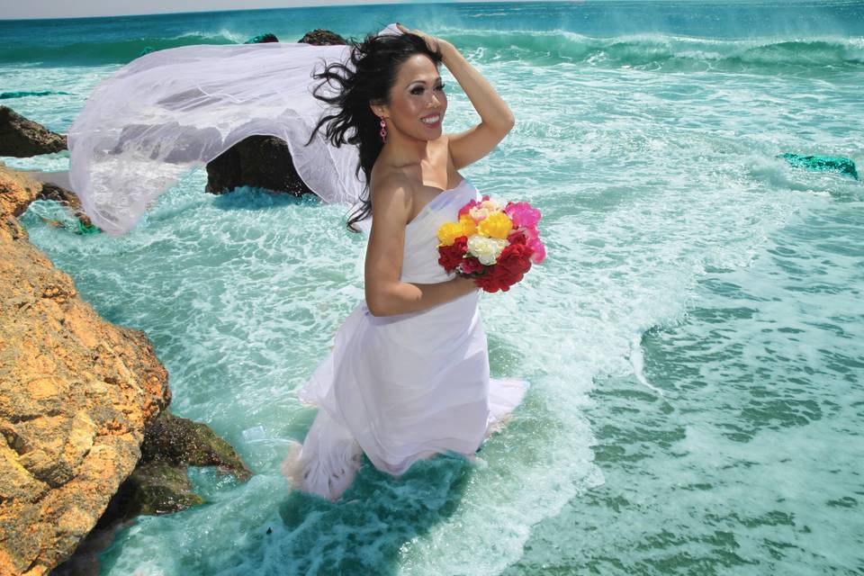 Hot bride cooling off