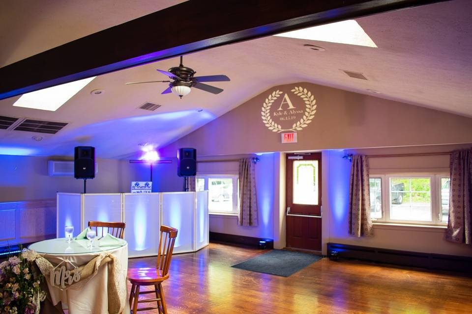 Blue uplighting & monogram