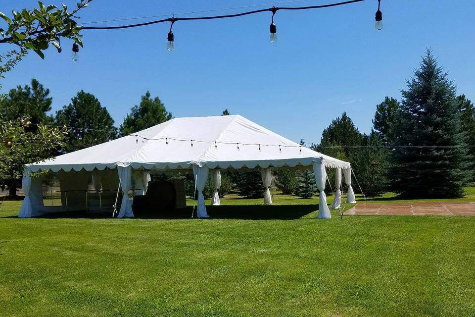 String lights above tent