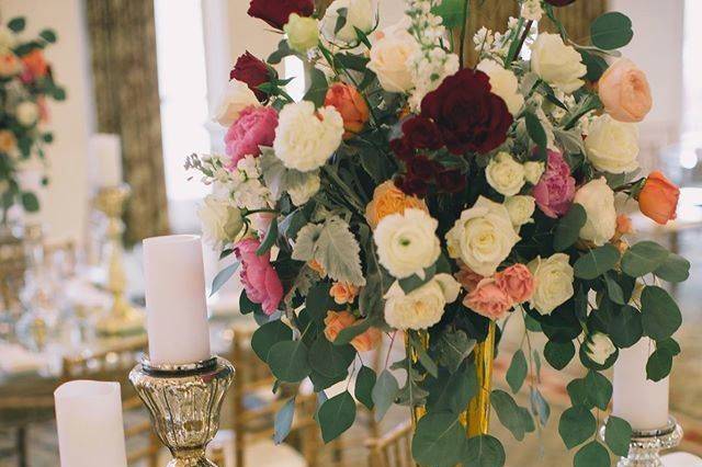 Table setting and floral centerpiece