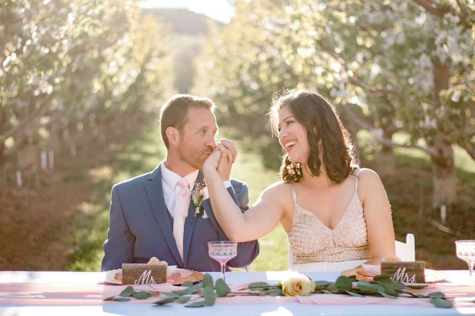 Bride and Groom table settings