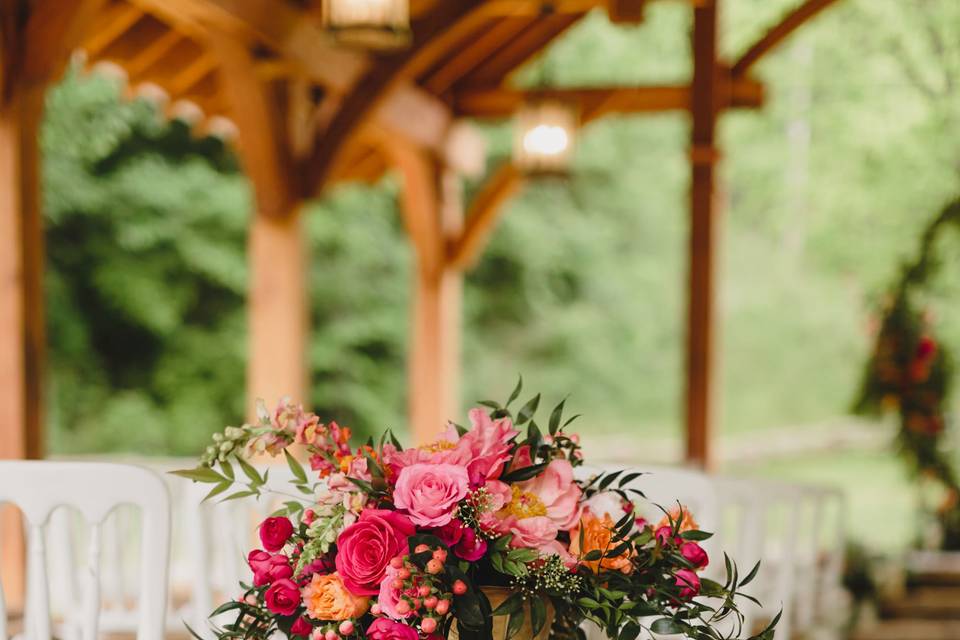 Ceremony redwood arched pavillion