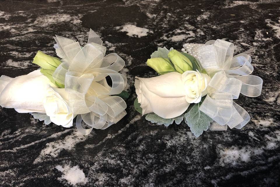 White rose wrist corsages