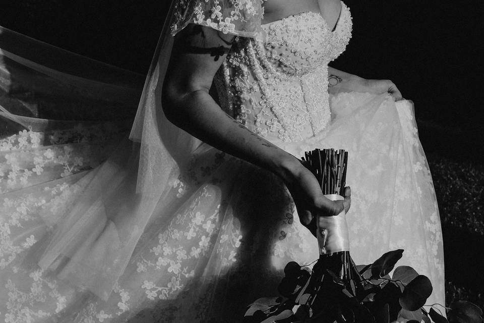 Bride with bouquet