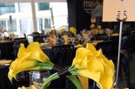 Yellow floral table centerpiece