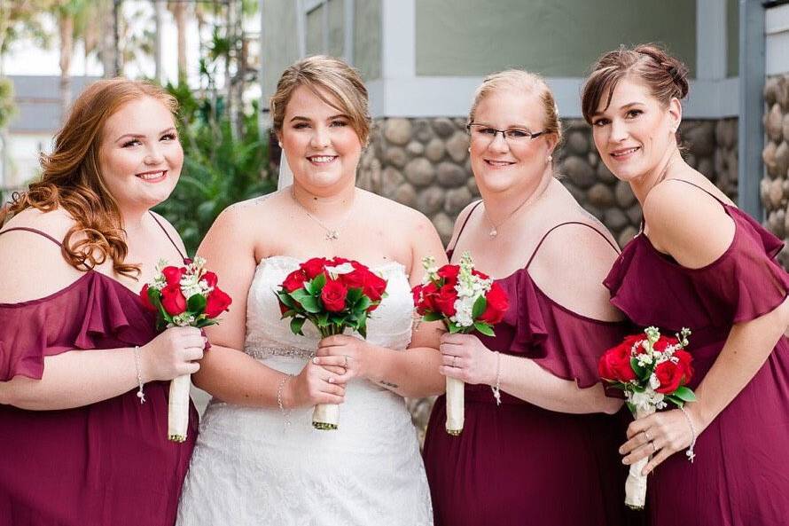 Bride and her bridesmaids