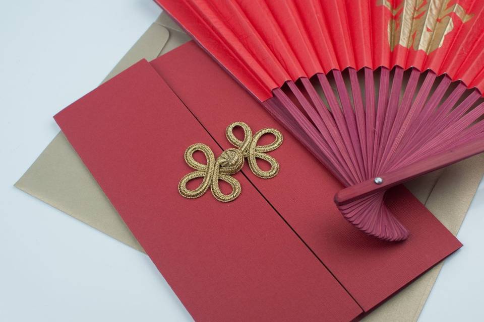 Red and Gold Asian Attitude Gatefold Invitation