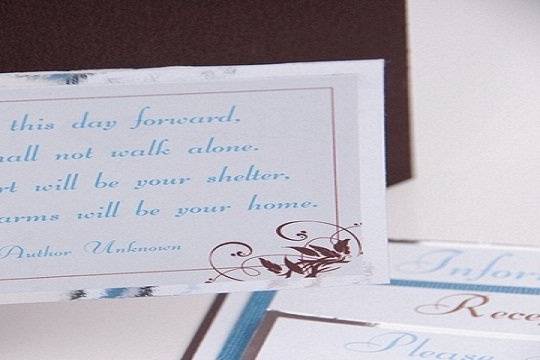 Startling Brown, Blue and Silver Pocketfold Invitation