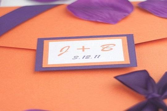 Purple and Orange Pocket Envelope Invitation