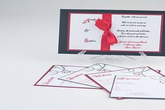 Ruby Red and Black Pocket Invitation