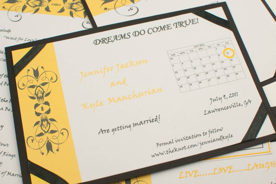 Black and Yellow, Bold and Brilliant Save the Date