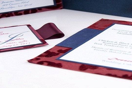 Elegant Burgundy and Blue Menu Card