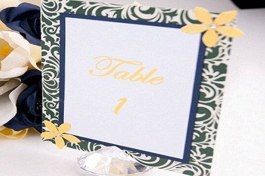 Blue and Yellow Springtime Splendor Table Number