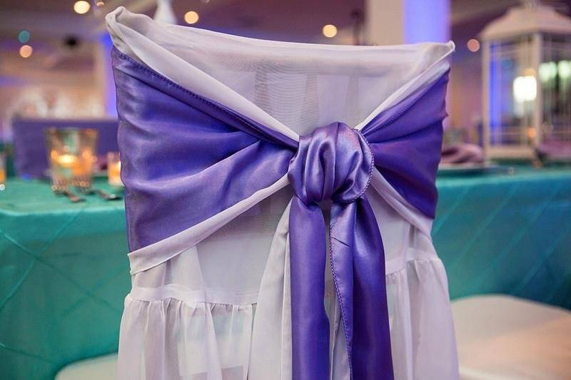 Purple chair ribbon