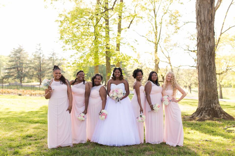 Bride and her bridesmaids