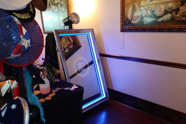 Front view of mirror with touchscreen