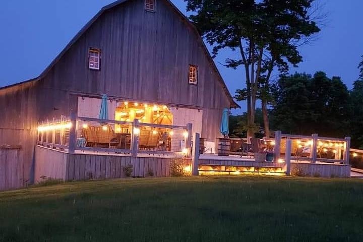 Back of barn at night