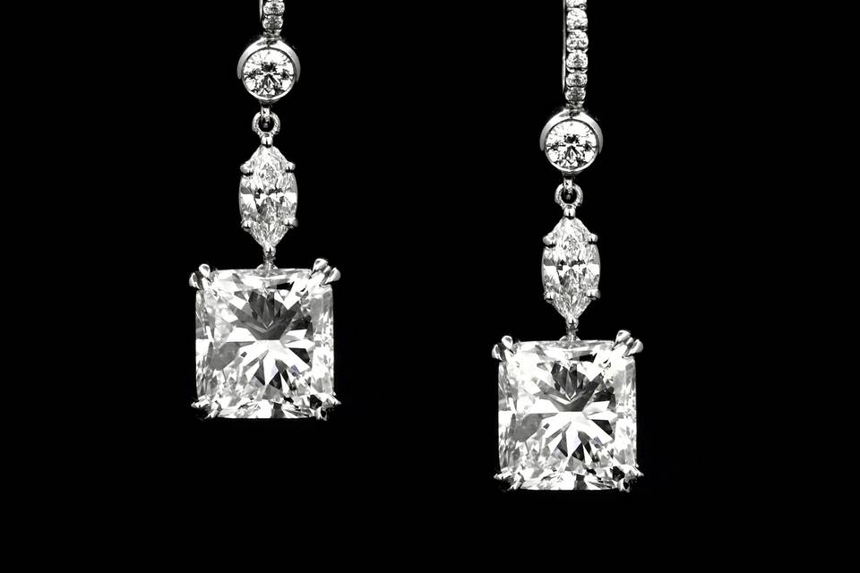 Diamond pendant earrings