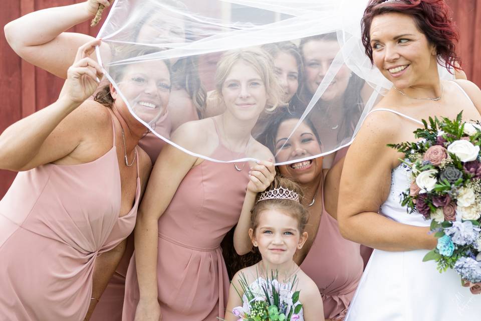 Bride and Bridesmaids