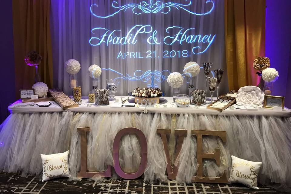 CUSTOM GOBO SWEET TABLE