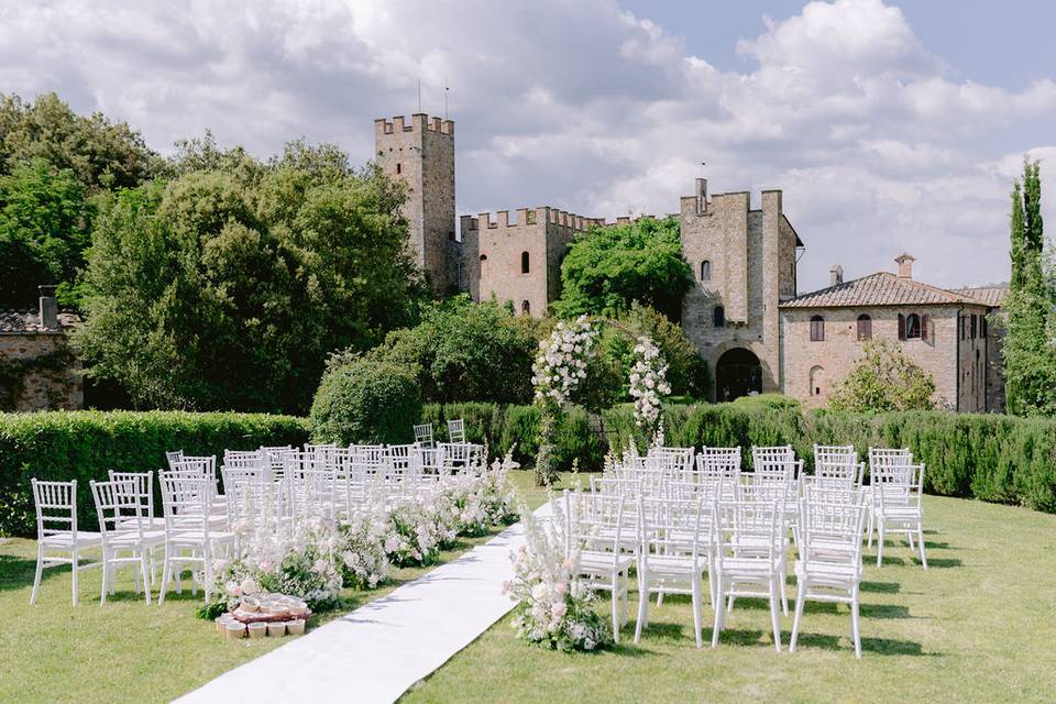 Ceremony with castle view