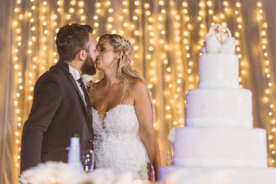 Wedding cake with fairy lights