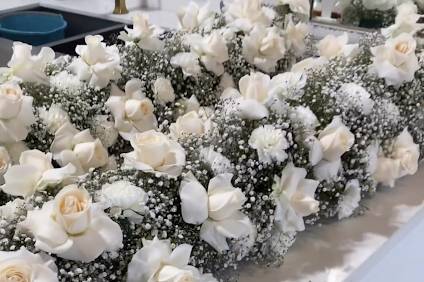 Babys breath and white roses