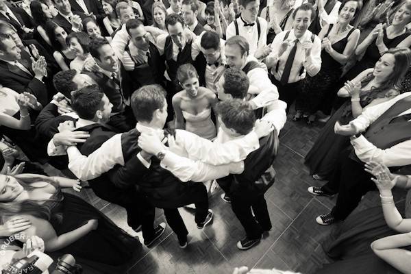 A moment captured from above the dance floor.