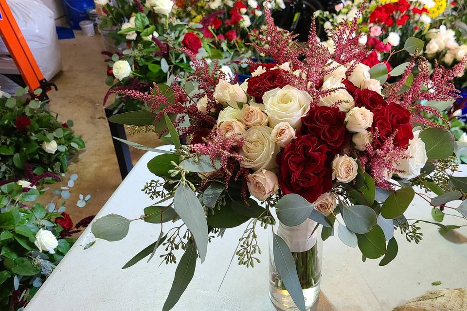 Burgundy and white bouquet