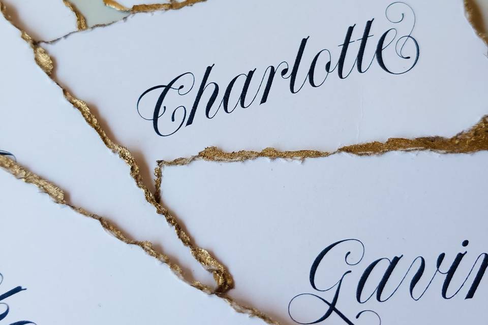 Place Cards Gold Deckled Edges