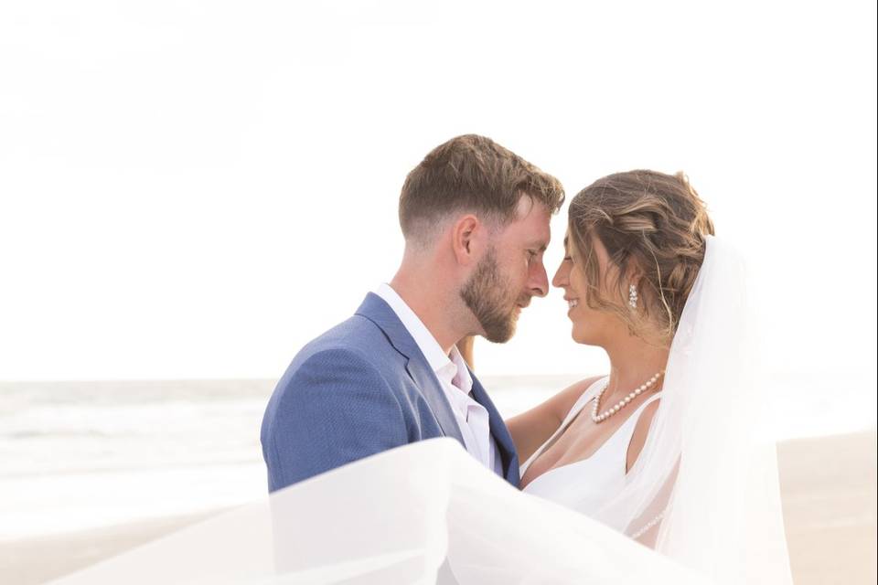 Bride and Groom Beach Portrait