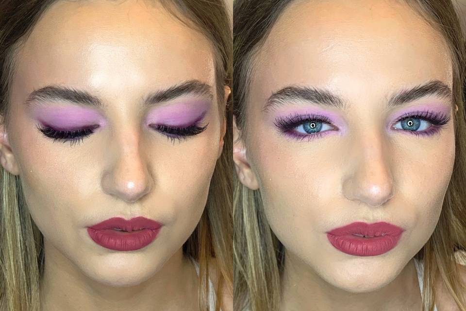 Purple eye and rosy lip