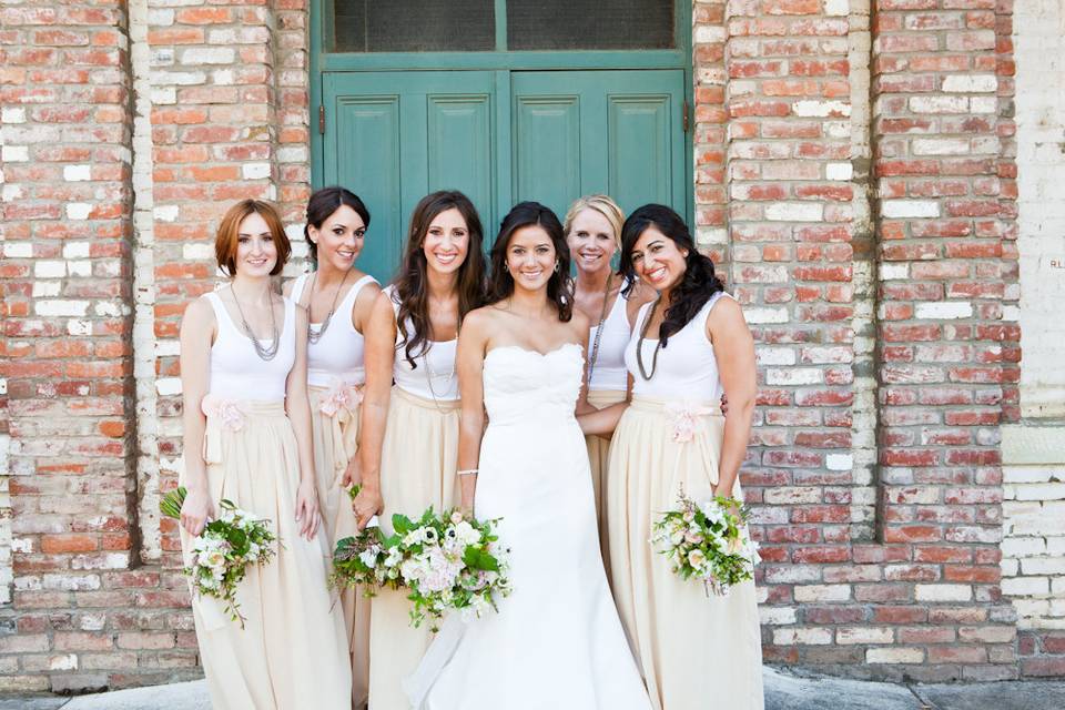 Bride and her bridesmaids