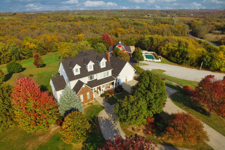 Aerial of the barn