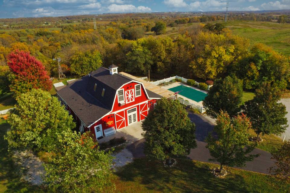 Aerial of the barn