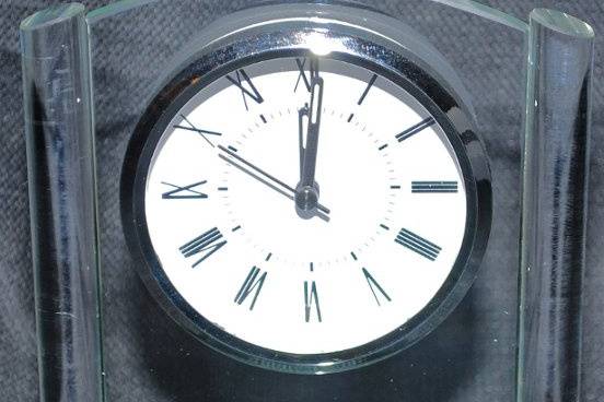 Glass Clock - engrave wedding details on this great looking clock for a one of a kind gift.