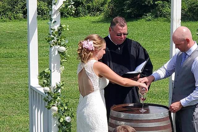 Couple Blending the wine