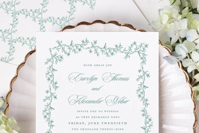 Sage green invitations