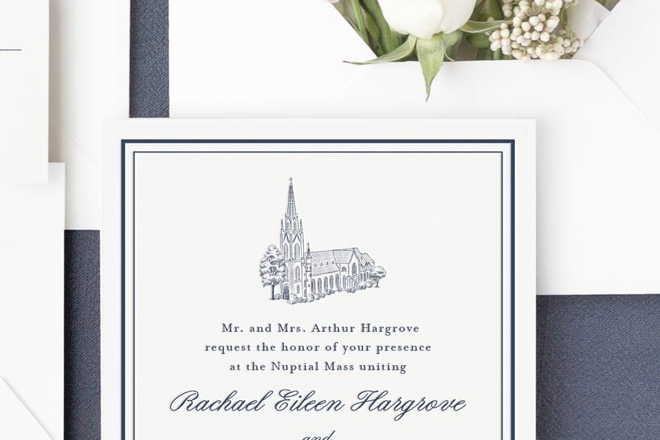 Church drawing invitation