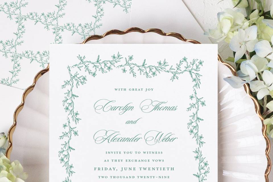 Sage green invitations