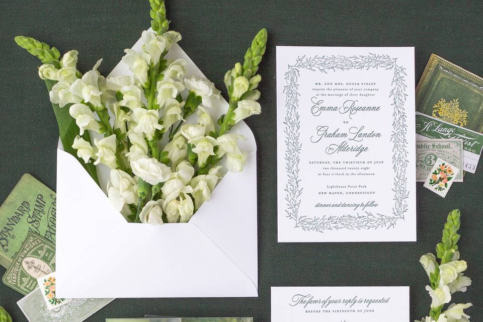 Greenery wedding invitations