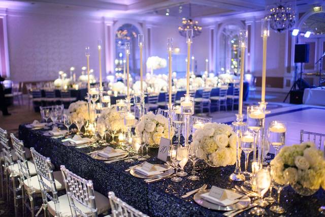 Formal navy and white wedding